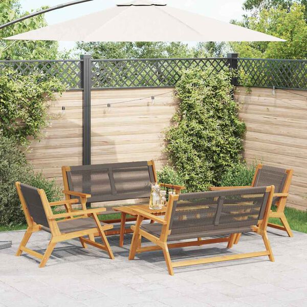 vidaXL Gartenst&uuml;hle mit Tisch 5 pcs Grau Massivholz Akazie