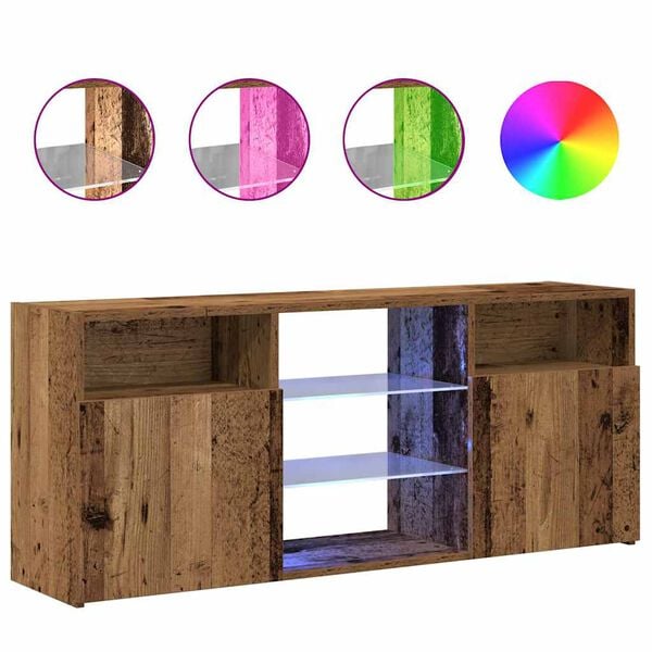 vidaXL TV-Schrank mit LED-Leuchten Altholz-Optik 120x30x50 cm