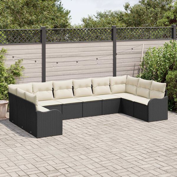vidaXL Gartensofa-set Schwarz Poly-Rattan