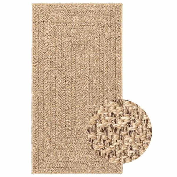 vidaXL Teppich ZIZUR Beige 80x150 cm Jute-Optik Indoor und Outdoor