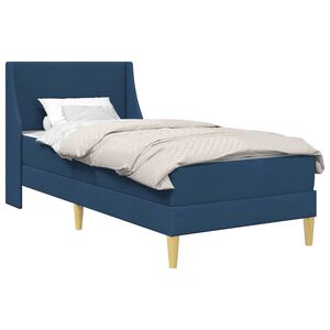 vidaXL Bettgestell mit Matratze mit Kopfteil Blau 80x 200 cm Polyester