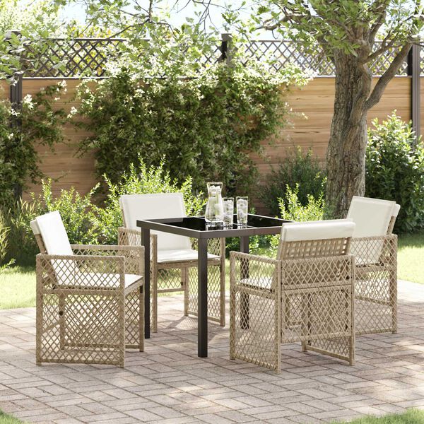 vidaXL Garten Essgruppe 5 pcs Beige Poly-Rattan