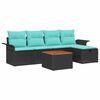 vidaXL Gartensofa-set mit Kissen 6 pcs Schwarz Poly Rattan