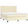 vidaXL Boxspringbett mit Matratze & LED Creme 180x200 cm Kunstleder