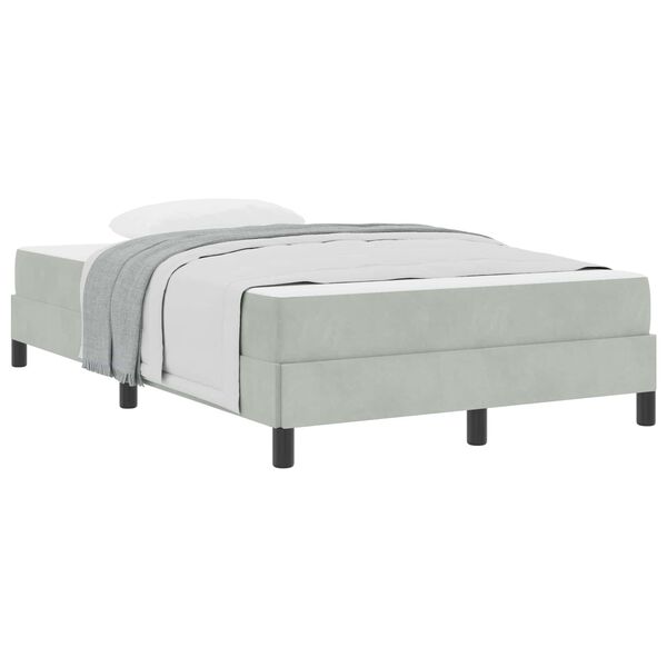 vidaXL Boxspringbett mit Matratze Hellgrau 120 x 210 cm Stoff