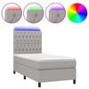 vidaXL Boxspringbett mit Matratze & LED Hellgrau 90x200 cm Stoff
