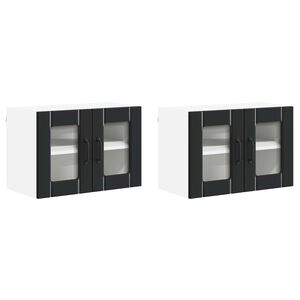 vidaXL Wandglas-Schrank LUCCA 2 stk. Schwarz Holzwerkstoff