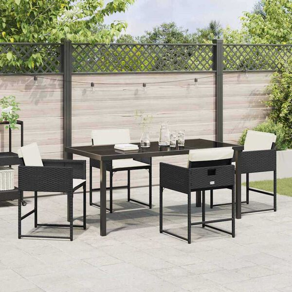 vidaXL Garten Essgruppe 5 pcs Schwarz Poly-Rattan