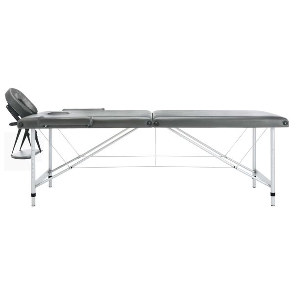 vidaXL Massageliege 2-Zonen Aluminiumgestell Anthrazit 186x68 cm