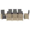 vidaXL Garten Essgruppe mit Kissen 9 pcs Beige Poly-Rattan