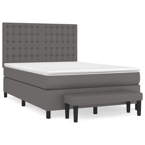 vidaXL Boxspringbett mit Matratze Grau 140x190 cm Kunstleder
