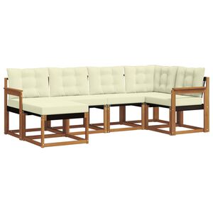 vidaXL Outdoor-Sofagarnitur mit Kissen 6 pcs Natur und Creme