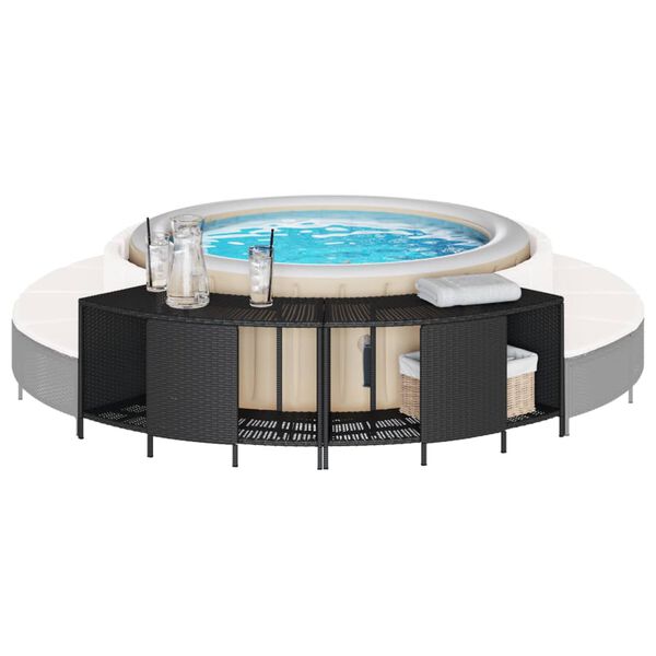 vidaXL Outdoor-Regale f&uuml;r Whirlpool 2 Stk. Schwarz Poly Rattan