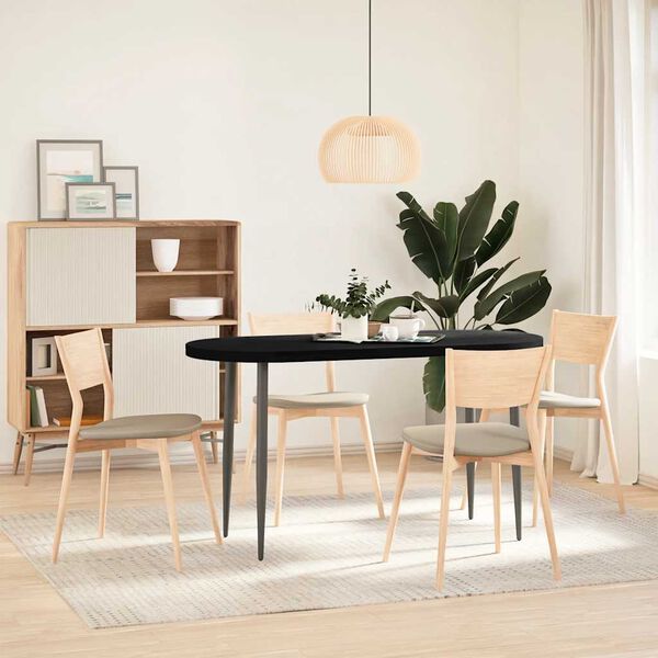 vidaXL Tischplatte Dunkelbraun 140x60x4 cm Massivholz Eiche Oval