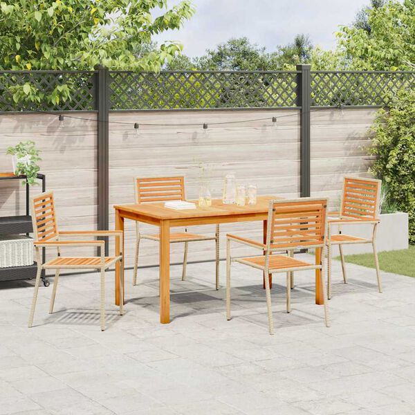 vidaXL Garten Essgruppe 5 pcs Beige Massivholz Akazie