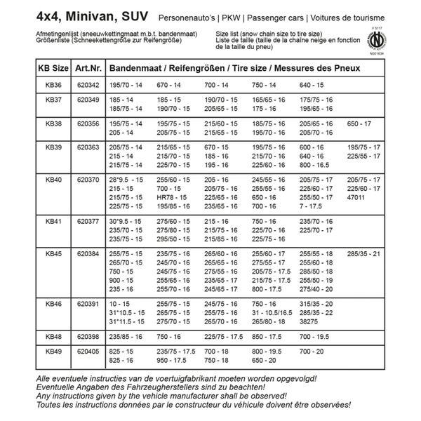 ProPlus Schneeketten 2 Stk. 16 mm KB45