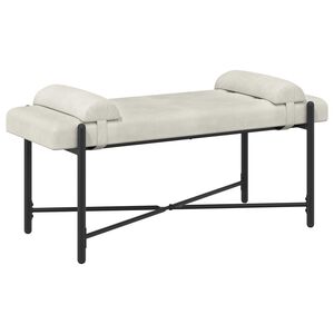 vidaXL Knopfgepolsterte Bank mit Kissen Creme 110 x 40 x 46 cm Samt