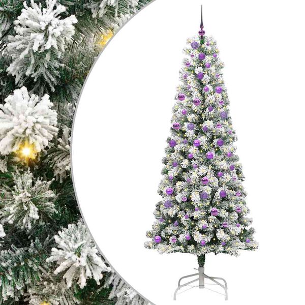 vidaXL K&uuml;nstlicher klappbarer Weihnachtsbaum Gr&uuml;n und Wei&szlig; 240 cm