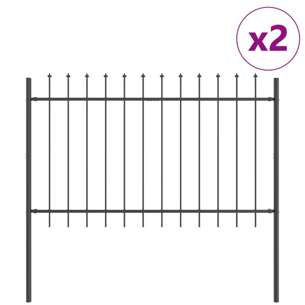 vidaXL Gartenzaun 2 pcs Grau 3,4 x 0,8 m Pulverbeschichteter Stahl