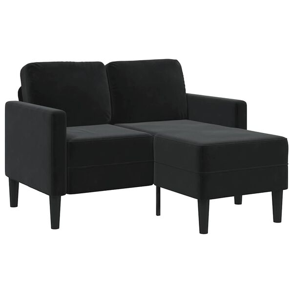 vidaXL 2-Sitzer-Sofa mit Chaiselongue L-förmig Schwarz 125 cm Samt