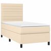 vidaXL Boxspringbett mit Matratze & LED Creme 90x190 cm Stoff
