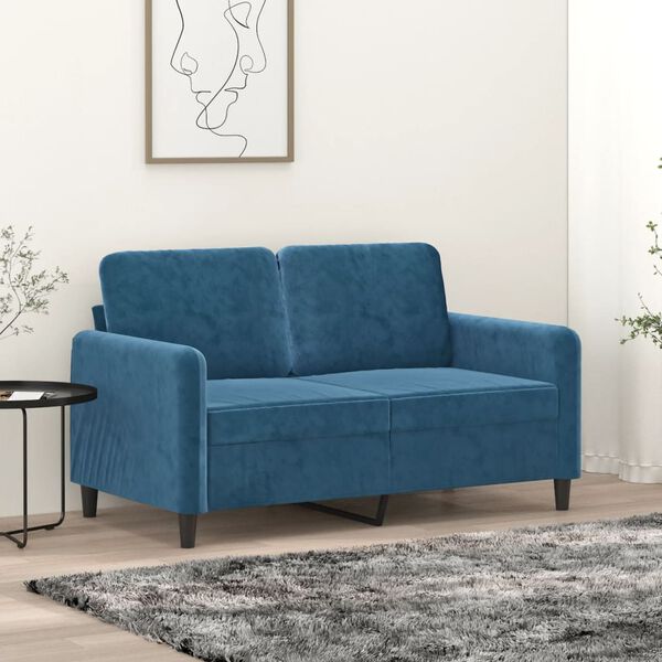 vidaXL 2-Sitzer-Sofa Blau 120 cm Samt
