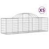 vidaXL Gabionen mit Hochbogen 5 Stk. 200x50x60/80 cm Verzinktes Eisen