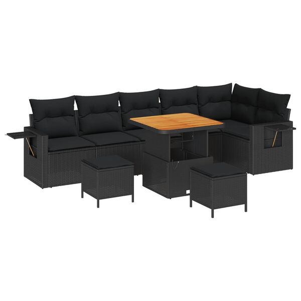 vidaXL Gartensofa-set 9 pcs Schwarz Poly-Rattan