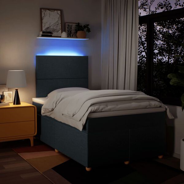 vidaXL Boxspringbett mit Matratze Blau 120x200 cm Stoff