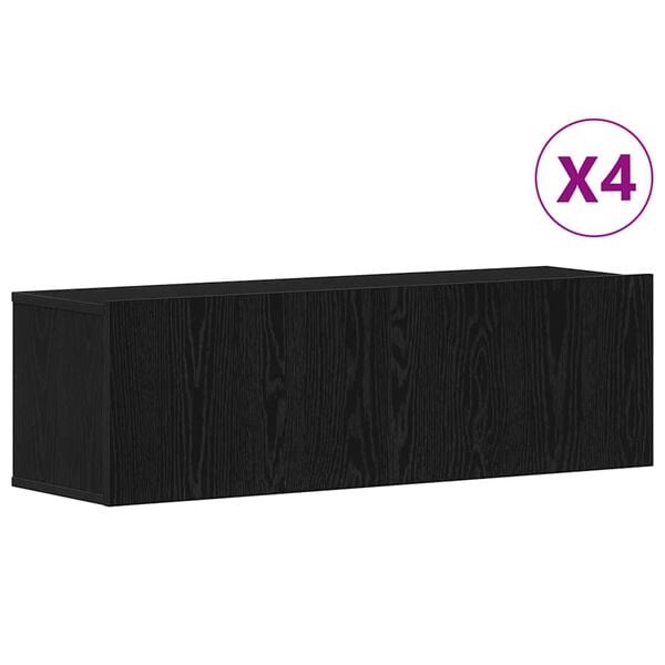 vidaXL TV-Schrankset 4 pcs Schwarz Eichen-Optik 100 x 30 x 30 cm