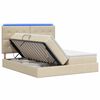vidaXL LED-Speicherbett mit Matratze Creme 200 x 200 cm Stoff