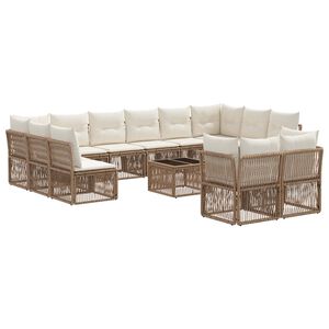 vidaXL Gartensofa-set 13 stk. Beige Poly-Rattan