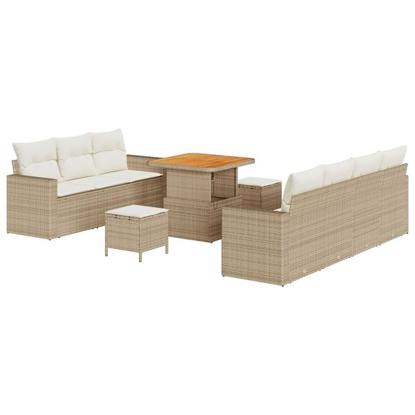 vidaXL Garten-Sofa-Set 10 pcs Beige Poly-Rattan