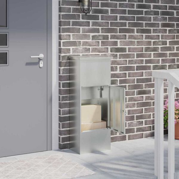 vidaXL Paketdrop-Box Schwarz 44,5 x 29 x 110,5 cm Verzinkter Stahl