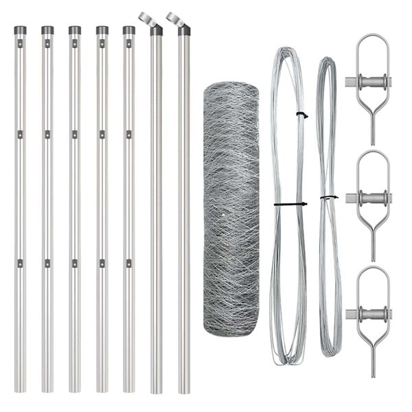vidaXL Zaunpfosten Silber 10 x 0,4 m (50 mm Netz) Stahl