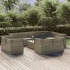 vidaXL 12-tlg. Garten-Lounge-Set mit Kissen Grau Poly Rattan