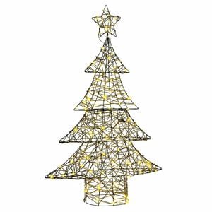 vidaXL Weihnachtsbaum 120 LEDs Warmwei&szlig; 150 cm Rattan