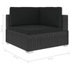 vidaXL 12-tlg. Garten-Lounge-Set mit Auflagen Poly Rattan Schwarz