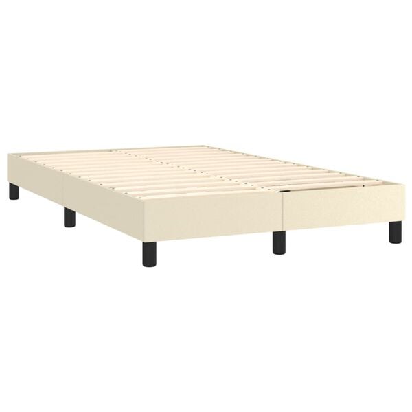 vidaXL Boxspringbett mit Matratze Creme 120x200 cm Kunstleder