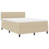 vidaXL LED Boxspringbett Hellgrau und Wei&szlig; 160 x 200 cm Cordstoff