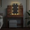 vidaXL Schminktisch mit LED-Leuchten Artisan-Eiche 96x40x142 cm