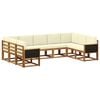 vidaXL Outdoor-Sofagarnitur 9 stk. Natur und Creme Massivholz Akazie