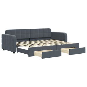 vidaXL Tagesbett Ausziehbar mit Schubladen Dunkelgrau 80x200 cm Samt