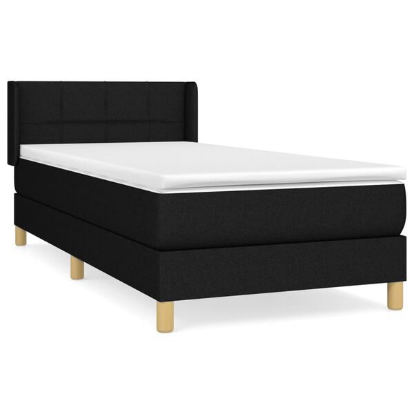 vidaXL Boxspringbett mit Matratze Schwarz 90x190 cm Stoff