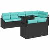 vidaXL Gartensofa-set mit Kissen 9 pcs Schwarz und Blau Poly-Rattan