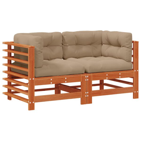 vidaXL Gartenecksofa Massives Kiefernholz Wachsbraun