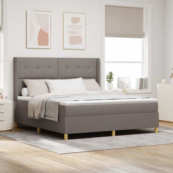 vidaXL Boxspringbett mit Matratze Taupe 180 x 200 cm Stoff