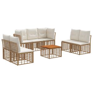 vidaXL Outdoor-Sofagarnitur 8 pcs Nat&uuml;rlich und Cremwei&szlig; Polyester
