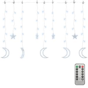 vidaXL Lichterketten Stern und Mond Fernbedienung 138 LEDs Kaltwei&szlig;