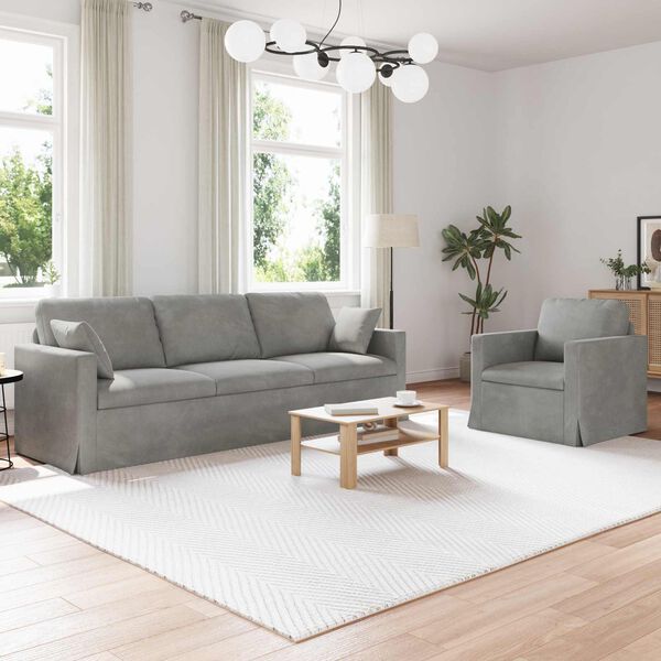 vidaXL Sofa 2 pcs Hellgrau 228 x 78 x 80 cm Samt